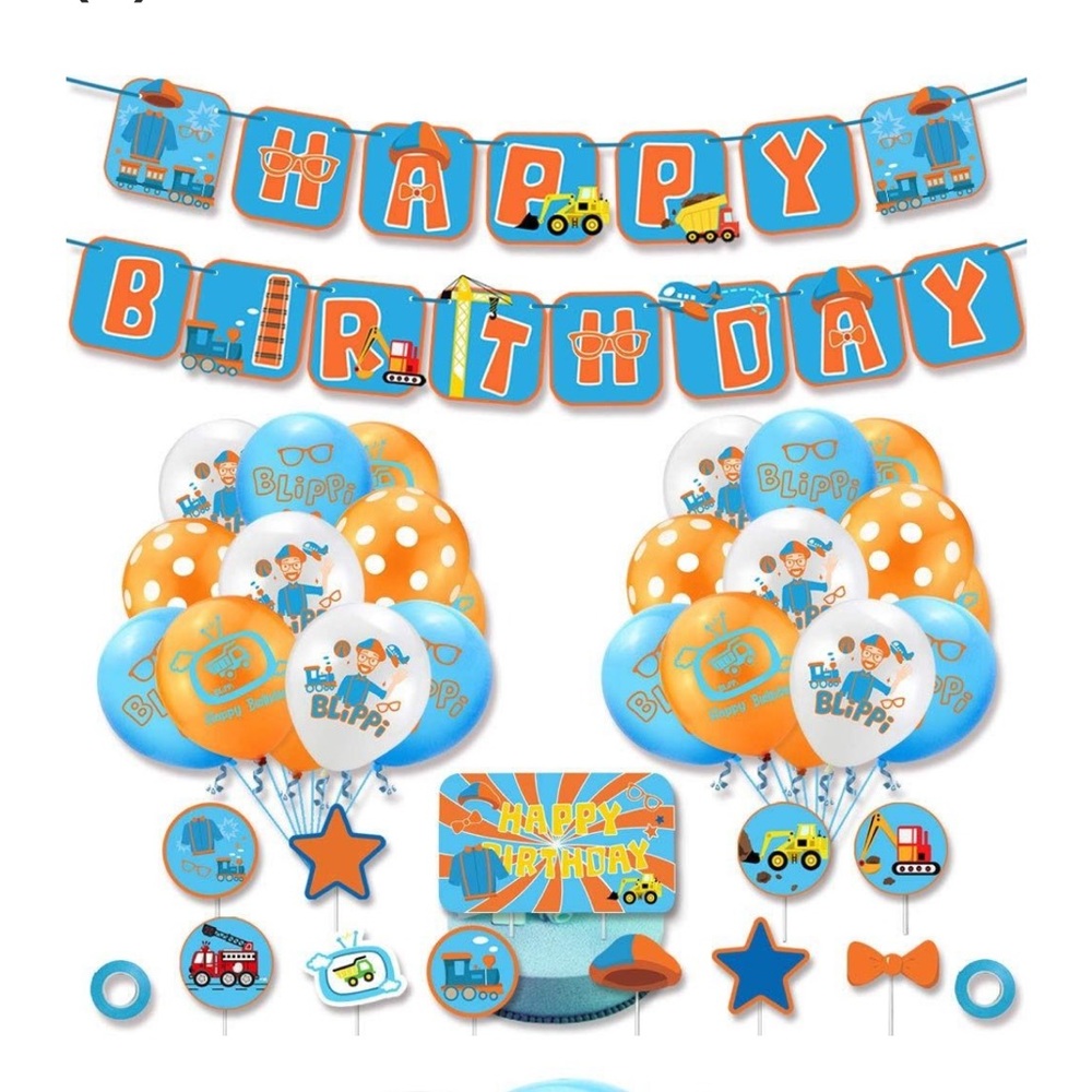 🌙 B72 - Blippi Birthday Party Supplies, Blippi Birthday Decorations